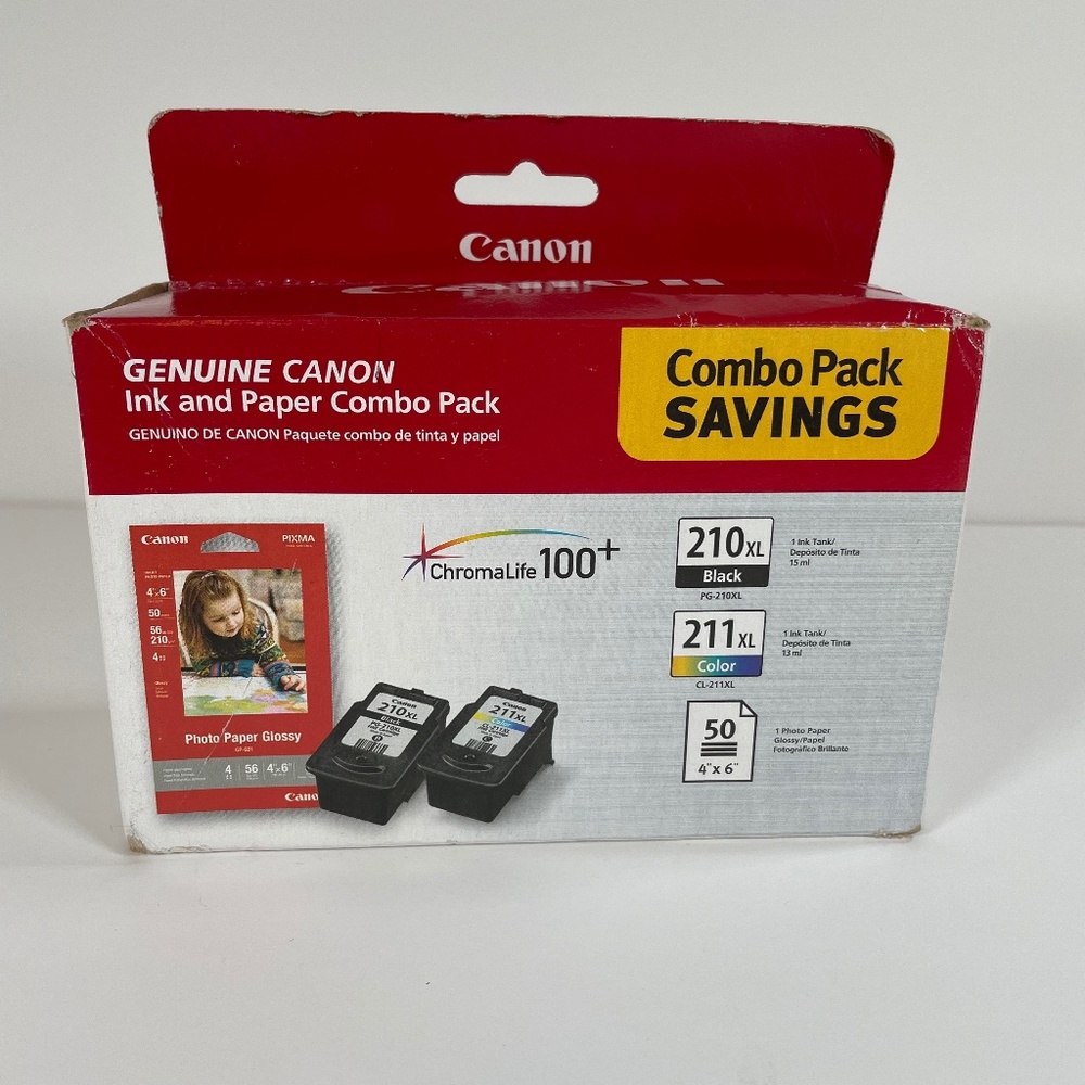 NEW GENUINE Canon 210XL Black, CL-211XL Color, Photo Paper, COMBO PACK